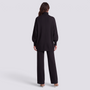 Conjunto mujer jersey cruzado con botones dorados, Negro, vista trasera