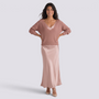 Conjunto vestido lencero satinado y jersey mujer en rosa, vista frontal