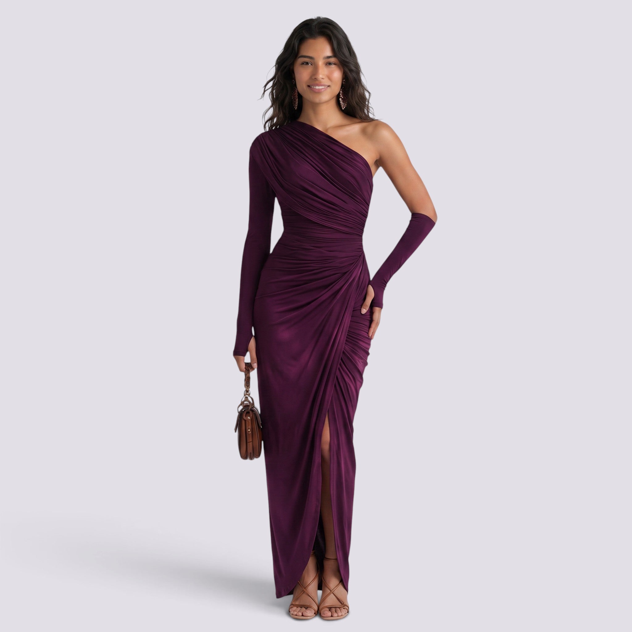 Vestido Mujer Manga Larga Plisado