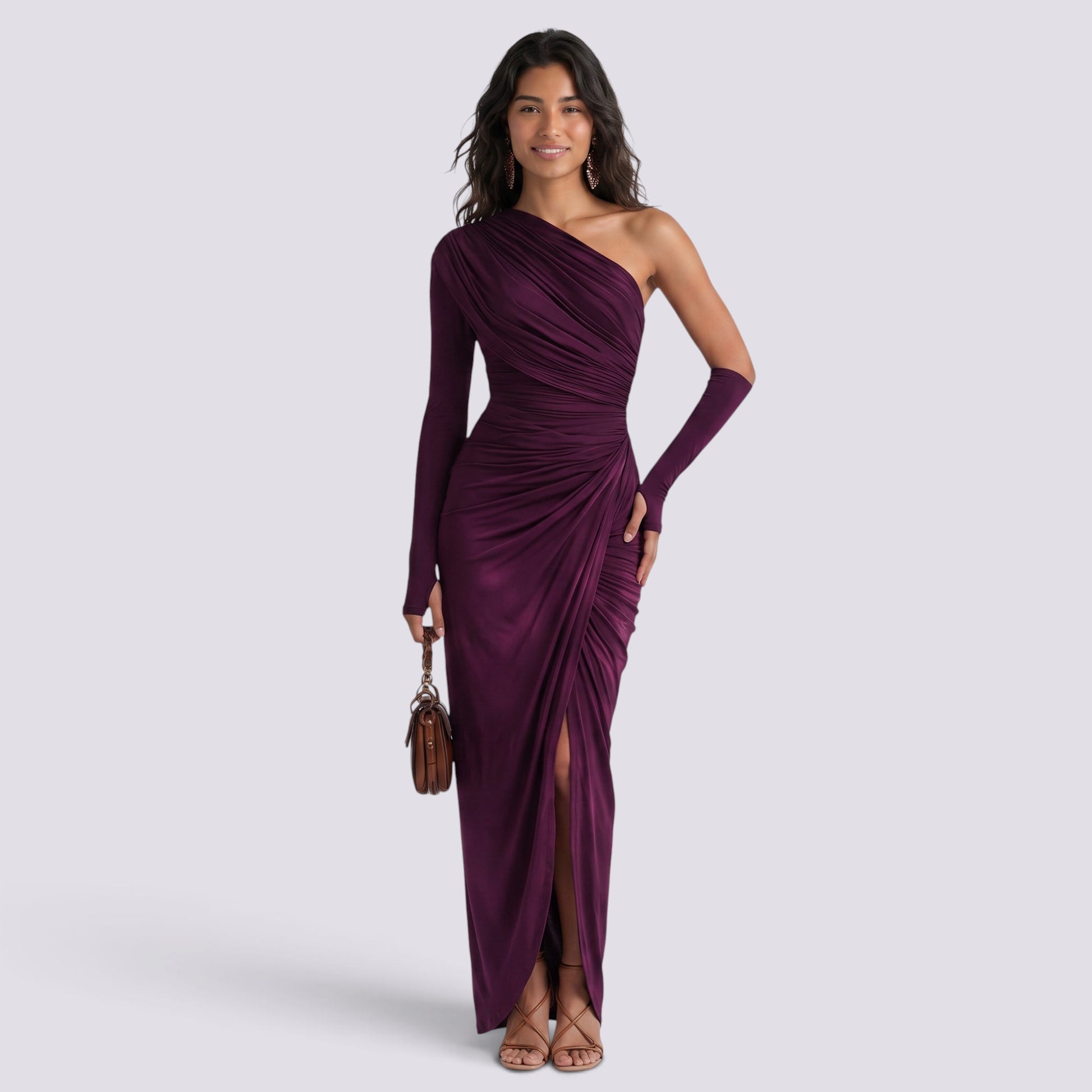 Vestido Mujer Manga Larga Plisado