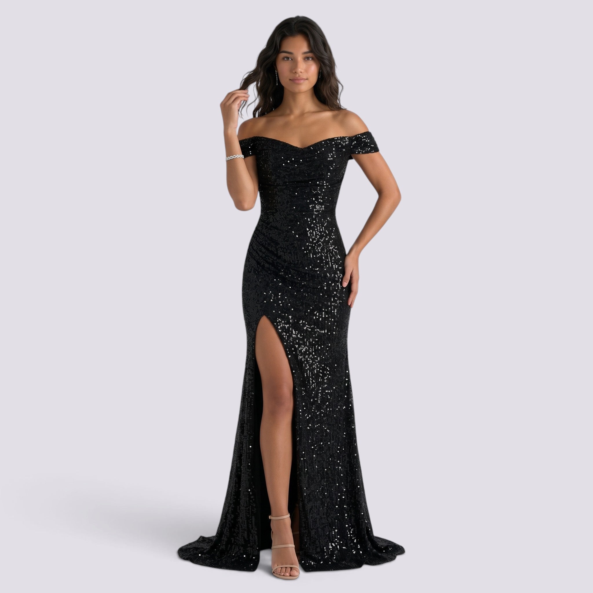 Vestido de Fiesta Mujer Lentejuelas Abertura
