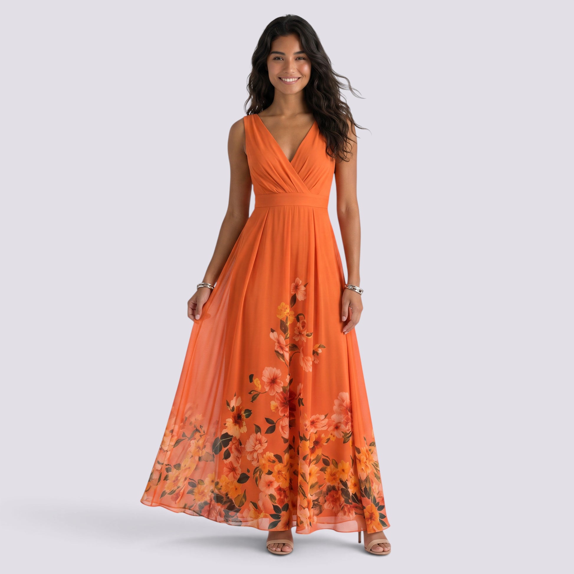 Vestido Largo de Fiesta Mujer Escote V