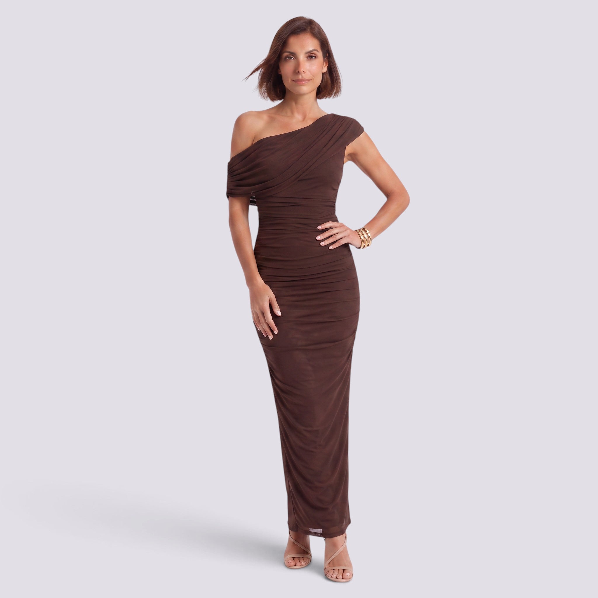 Vestido Largo Mujer Elegante Asimétrico