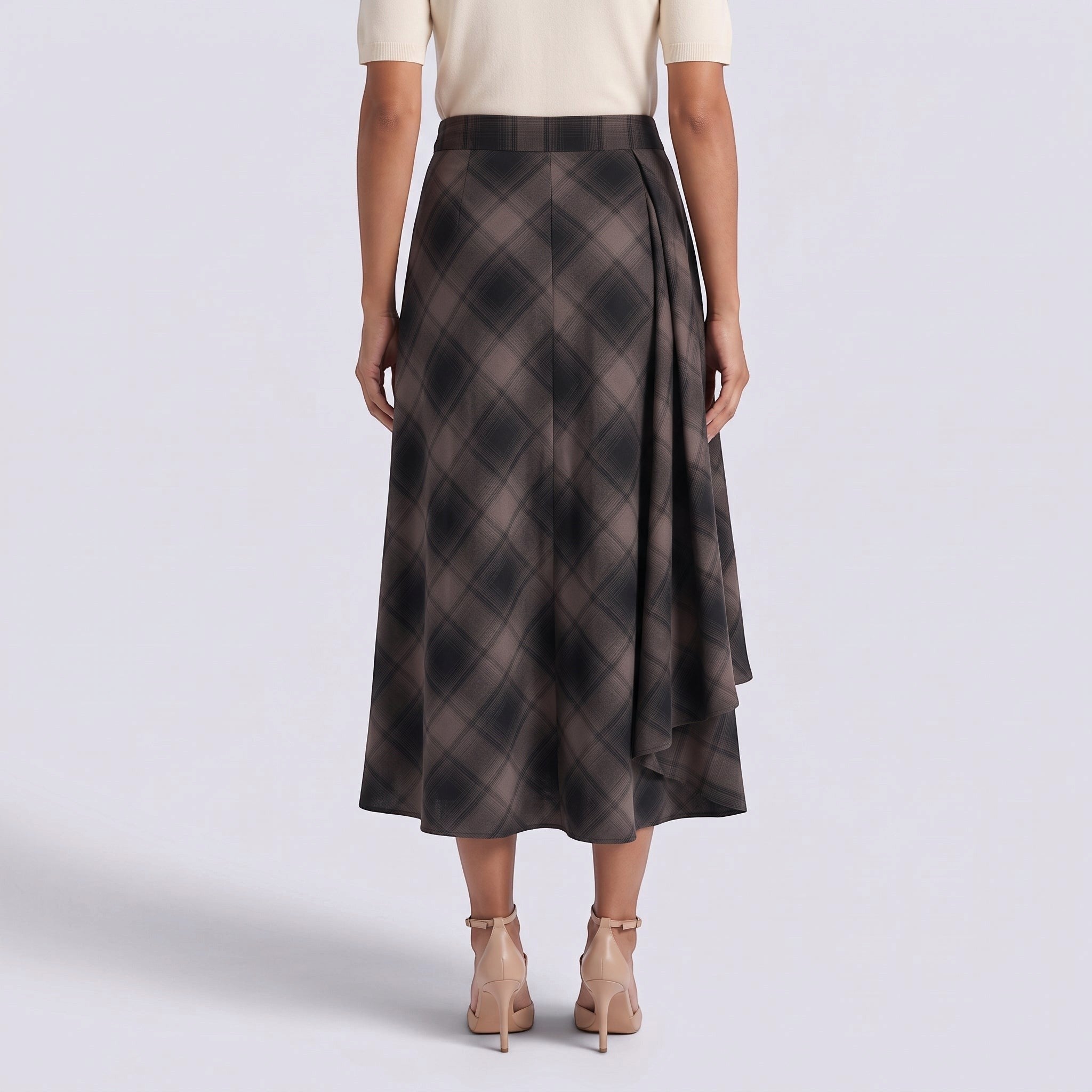 Falda Midi Cuadros Mujer