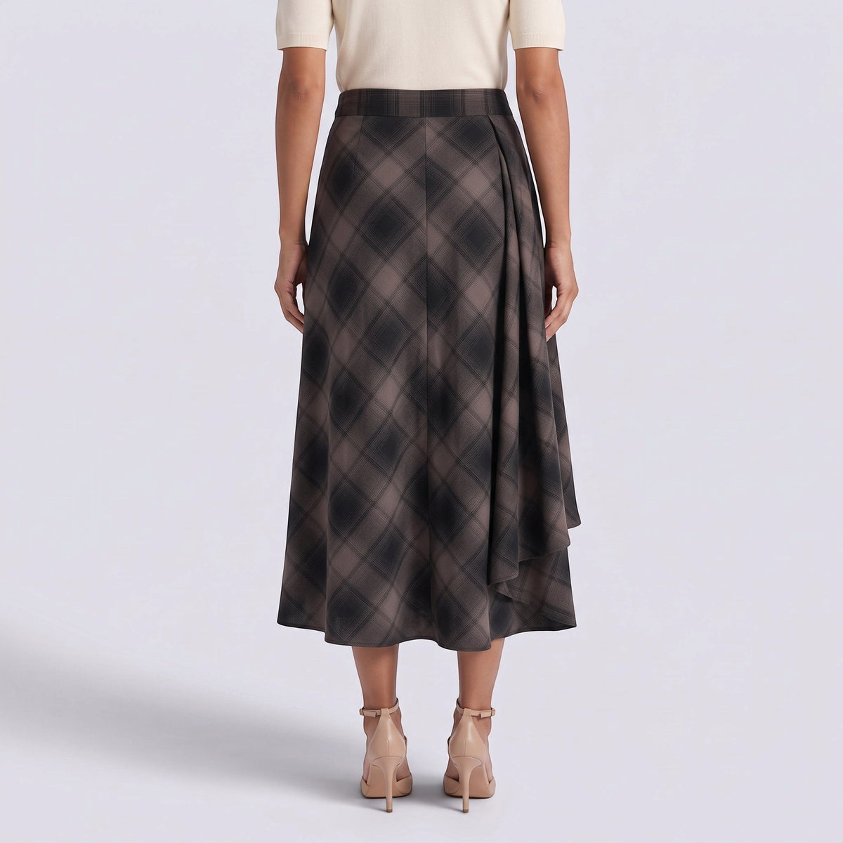 Falda Midi Cuadros Mujer