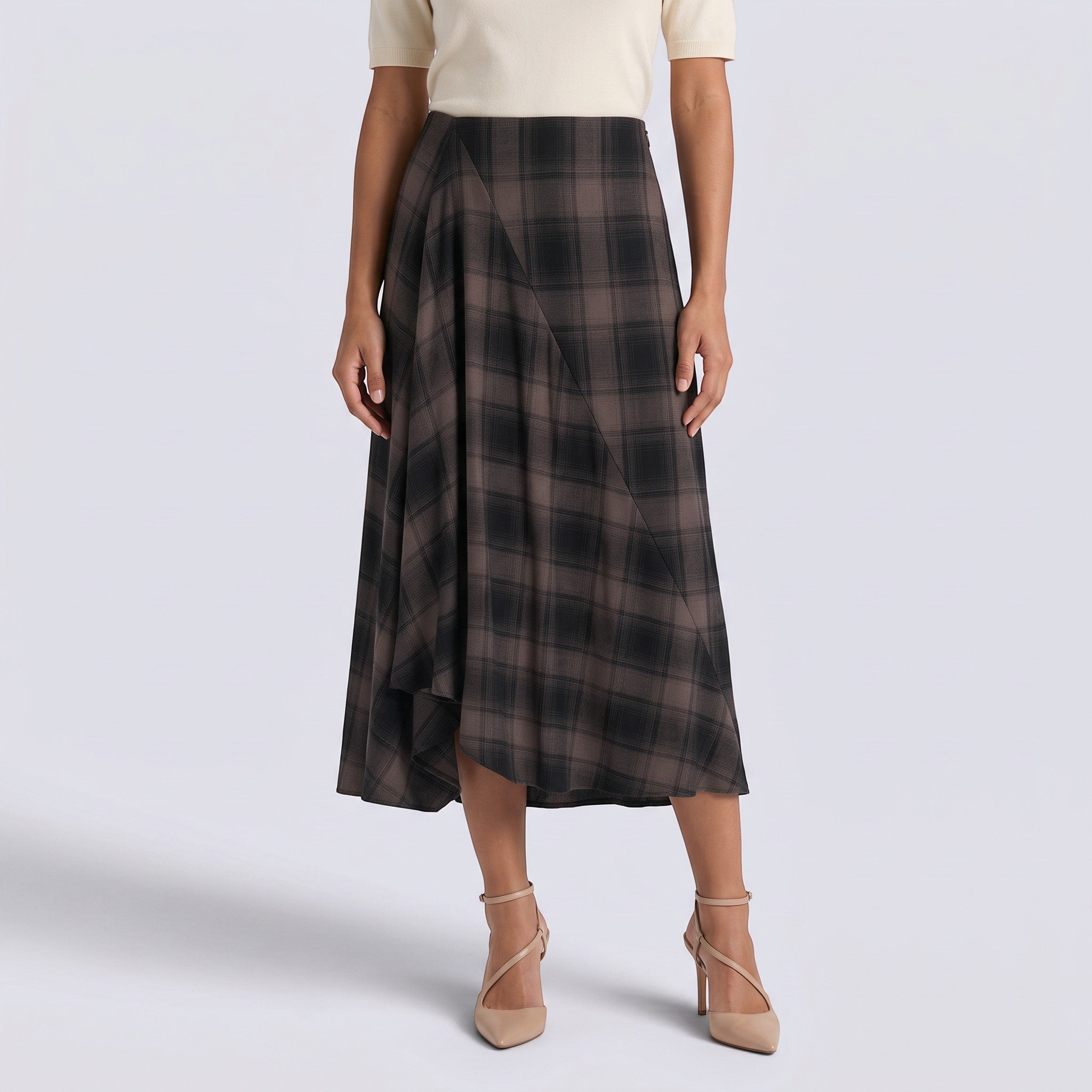 Falda Midi Cuadros Mujer