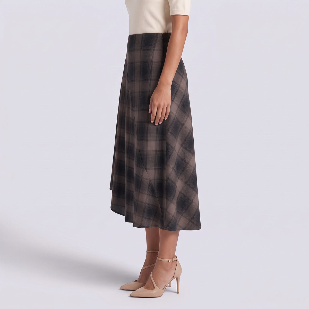 Falda Midi Cuadros Mujer