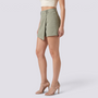 Falda pantalón mujer cruzada de cintura alta en verde claro, vista lateral