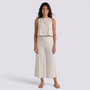 Conjunto Top y Pantalón Ancho Mujer - Beige - Frontal