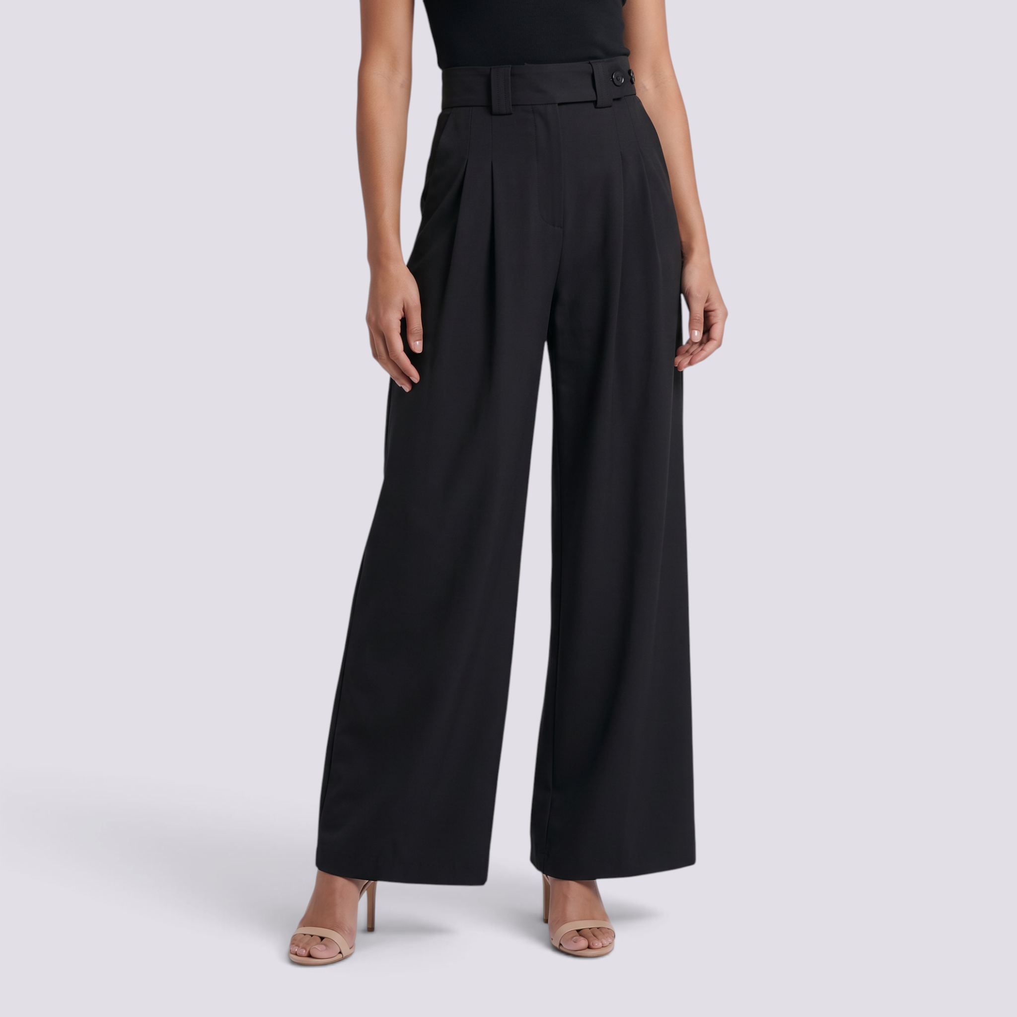 Pantalón Sastre Mujer Cintura Alta - Negro - Frontal