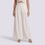 Pantalón Sastre Mujer Cintura Alta - Beige - Frontal