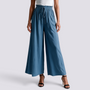 Pantalón Culotte Mujer Cintura Fruncida - Azul Cielo - Vista frontal