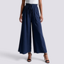 Pantalón Culotte Mujer Cintura Fruncida - Azul Marino - Vista frontal