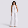 Conjunto Top Sin Mangas Mujer Pantalón Ancho - Blanco - Vista frontal