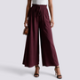 Pantalón Culotte Mujer Cintura Fruncida - Burdeos - Vista frontal