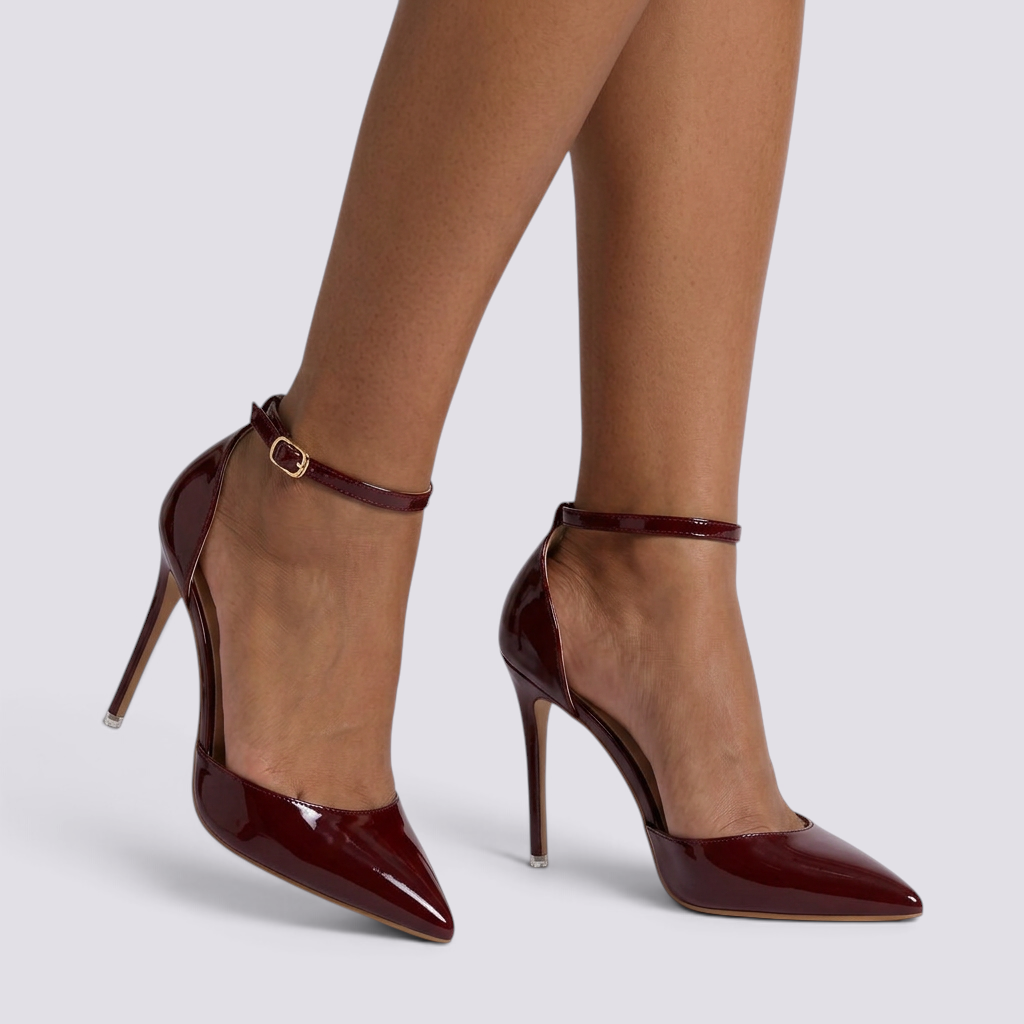 Sandalias de Tacón con Tira Mujer - Burdeos - Vista frontal