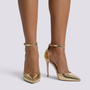 Sandalias de Tacón con Tira Mujer - Dorado - Vista frontal