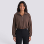 Sudadera Crop Cuello Alto Mujer - Marrón - Frontal