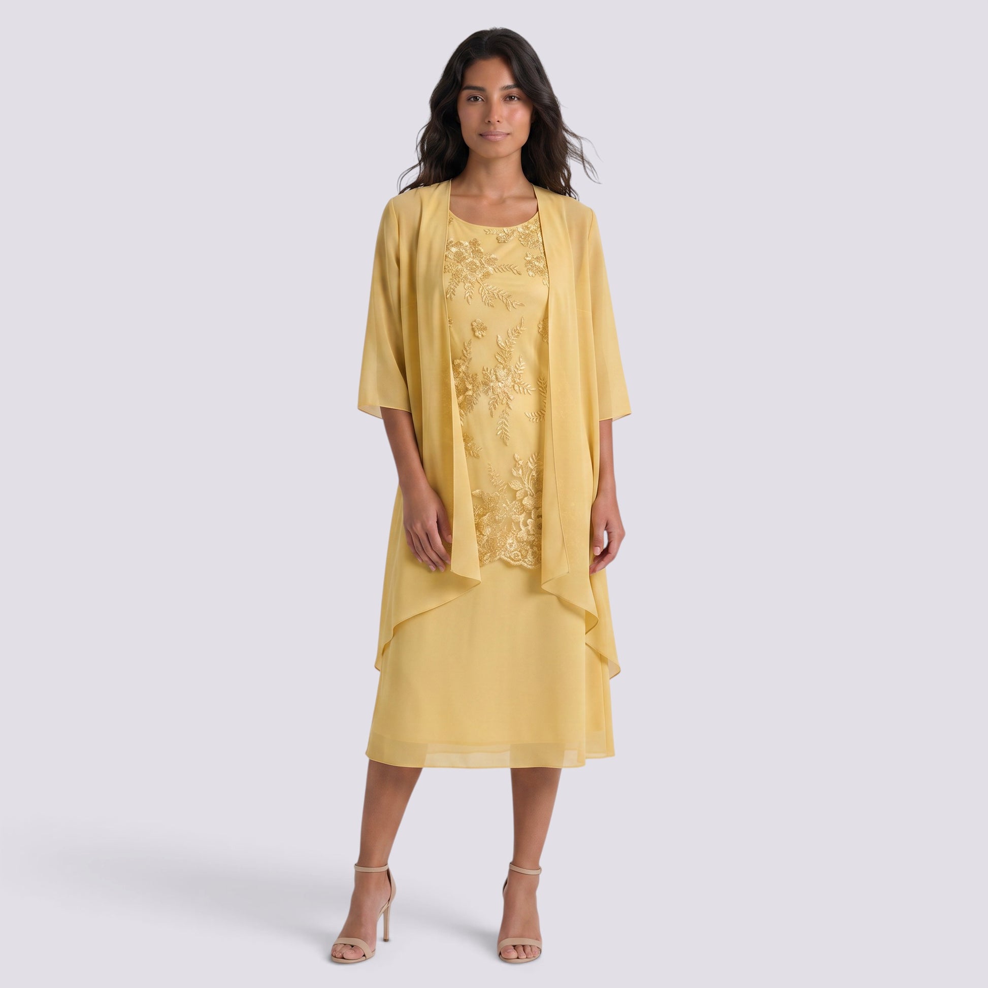 Vestido Largo Mujer Dos Piezas Encaje