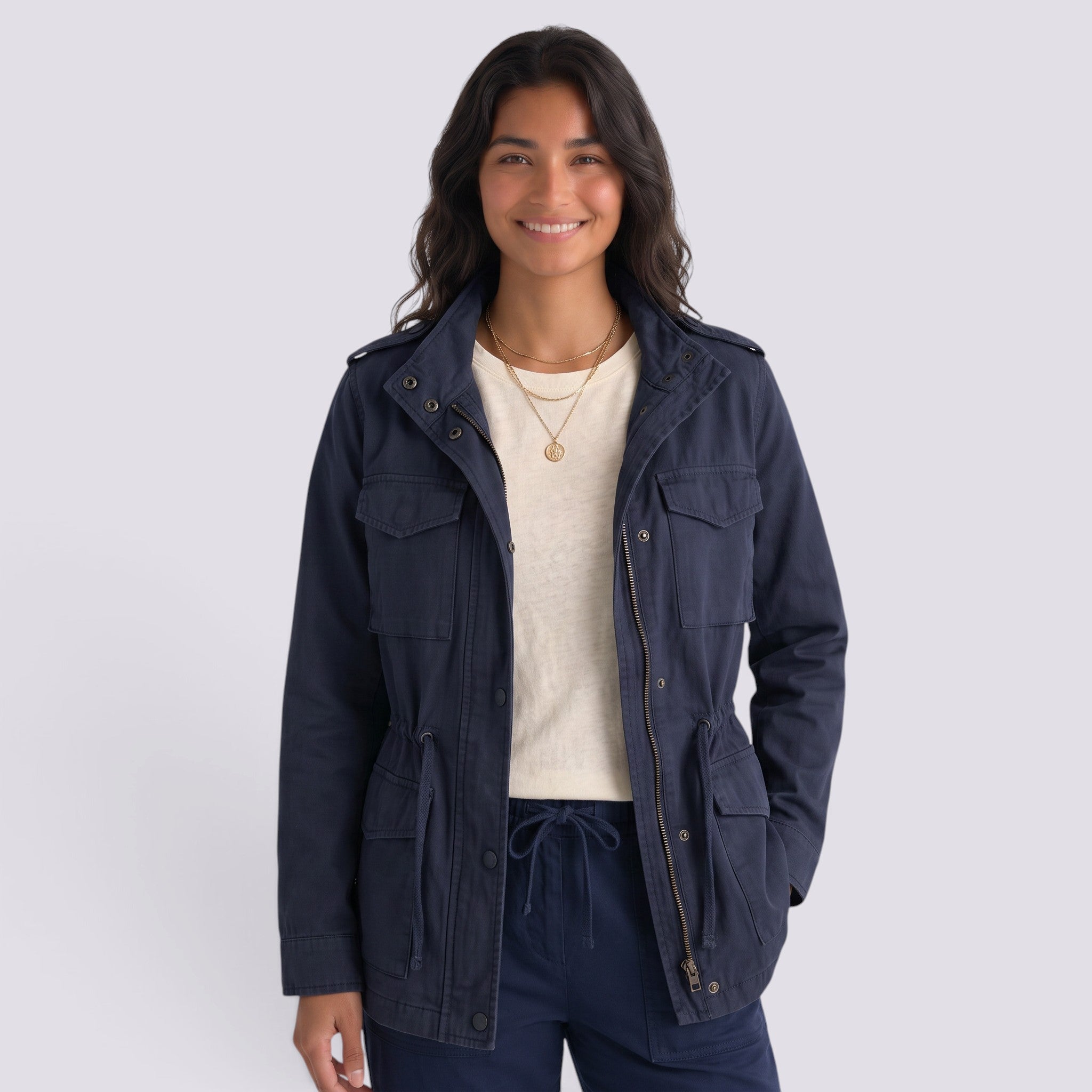 Chaqueta Corta Mujer Solapa y Bolsillos
