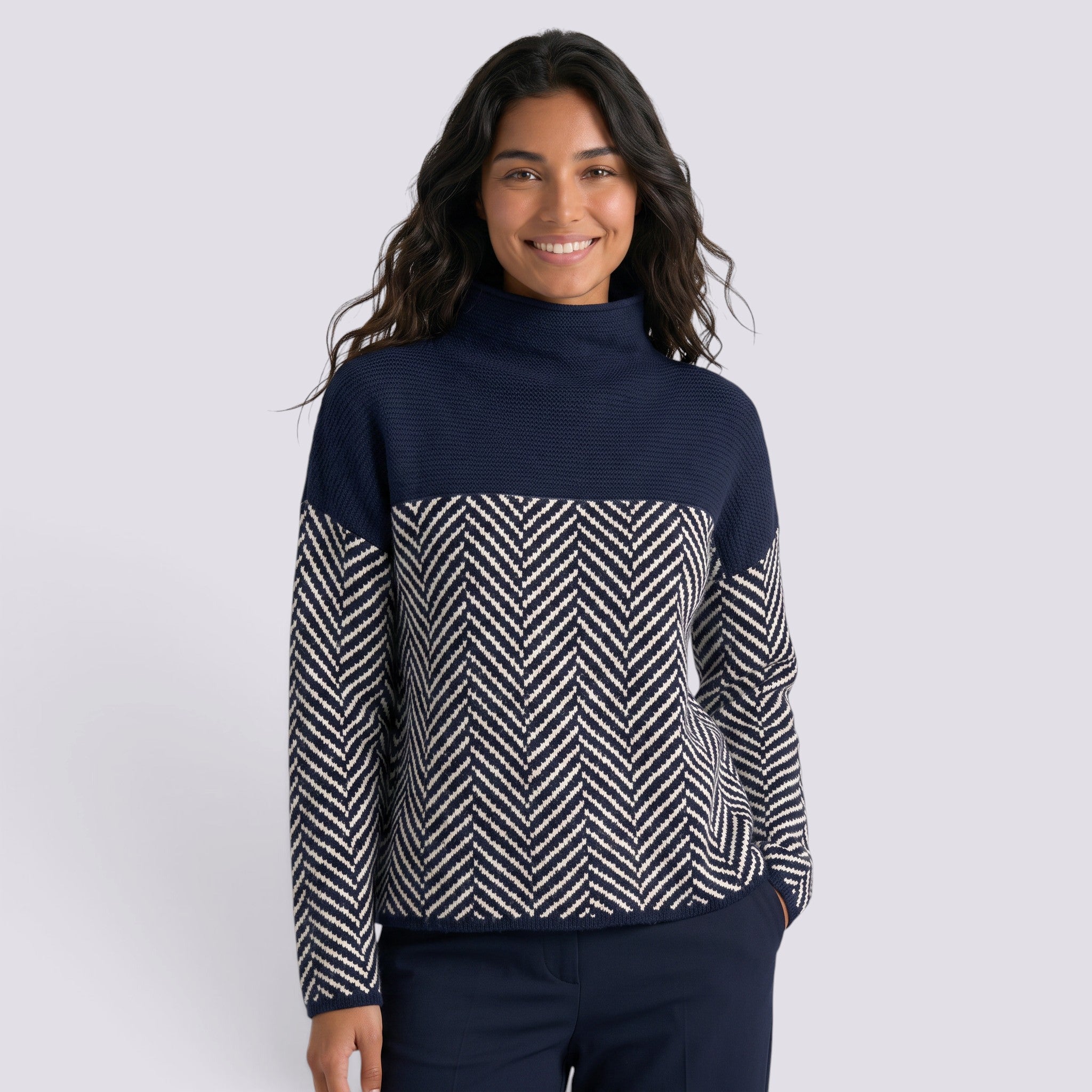 Jersey Mujer Cuello Alto Punto Grueso