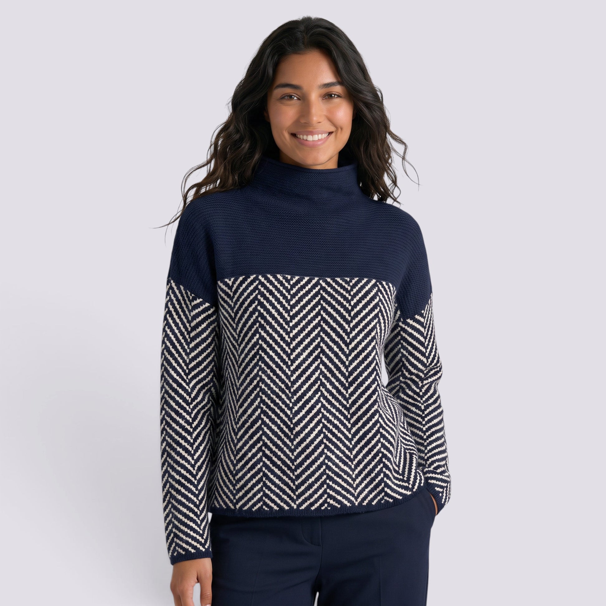 Jersey Mujer Cuello Alto Punto Grueso