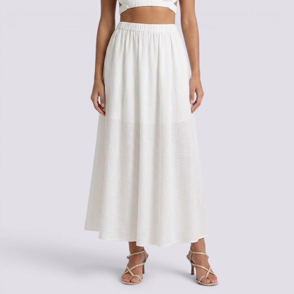 Falda Midi Plisada Large Mujer Elegante