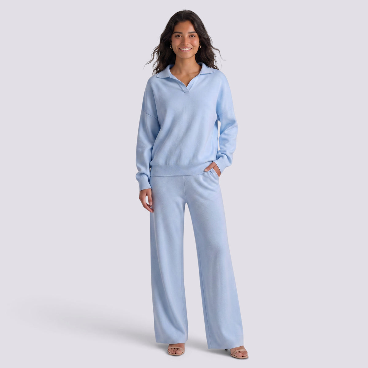 Conjunto Punto Mujer Polo Pantalón Ancho