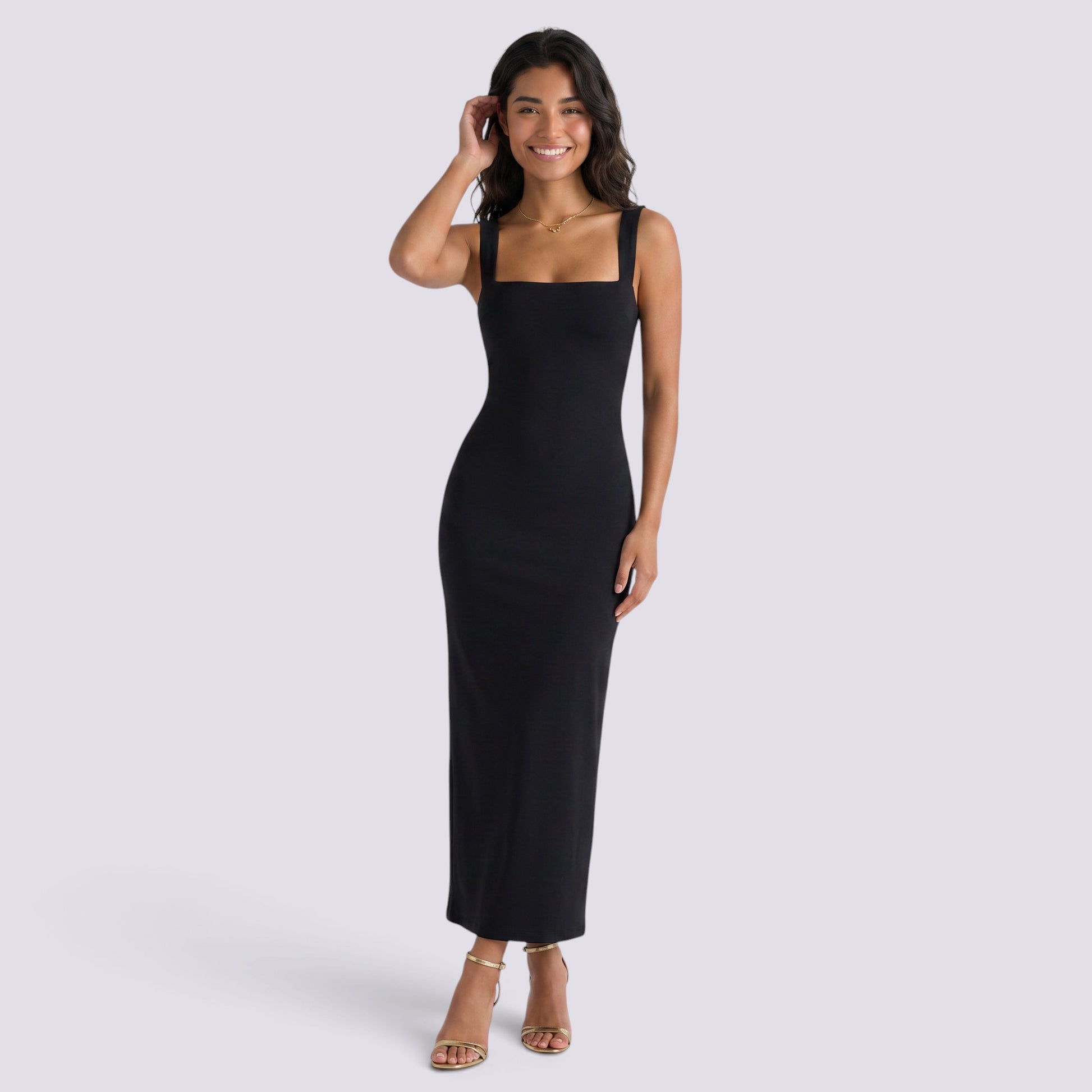 Vestido Mujer con Tirantes y Escote Cuadrado