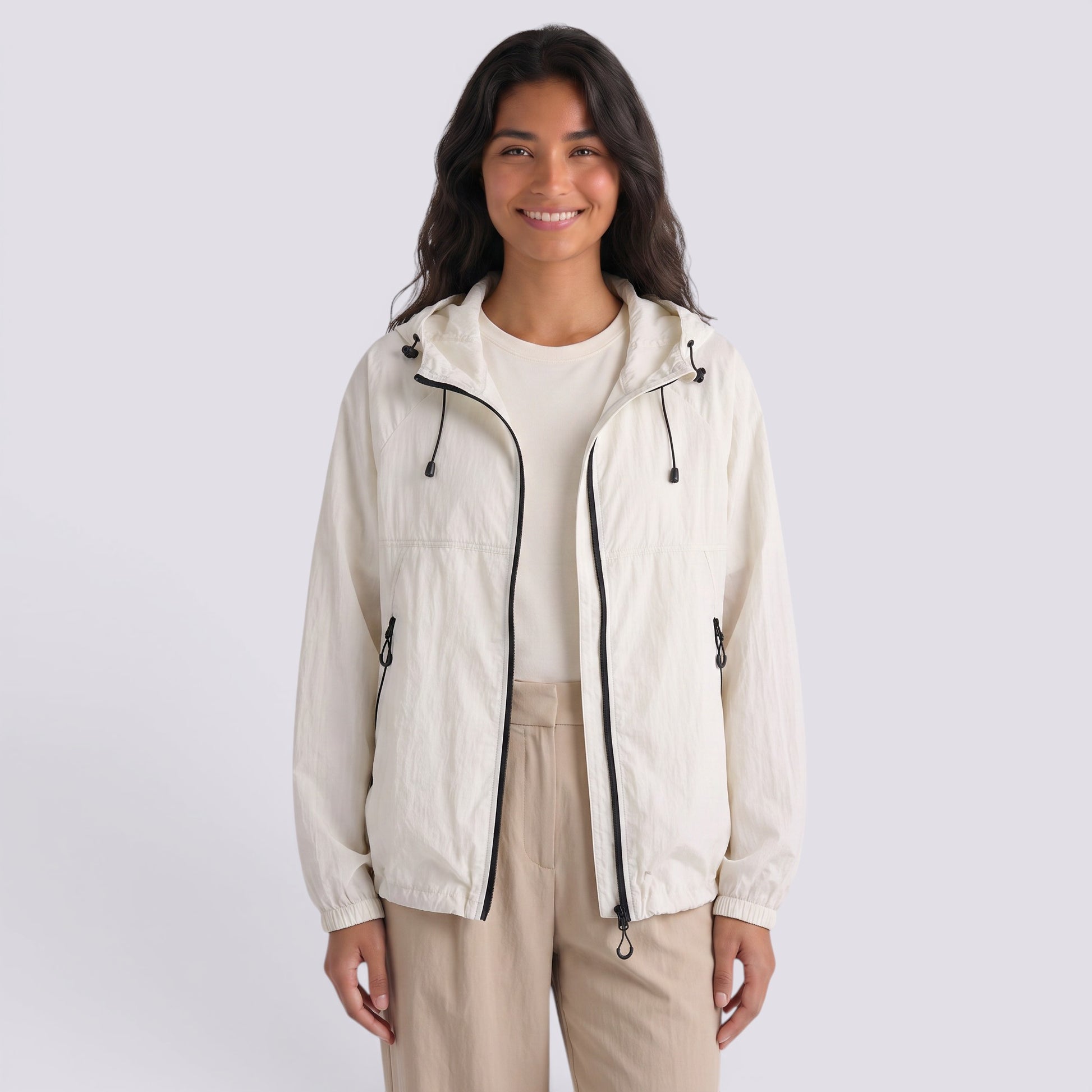 Chaqueta Cortavientos Mujer Ligera con Capucha