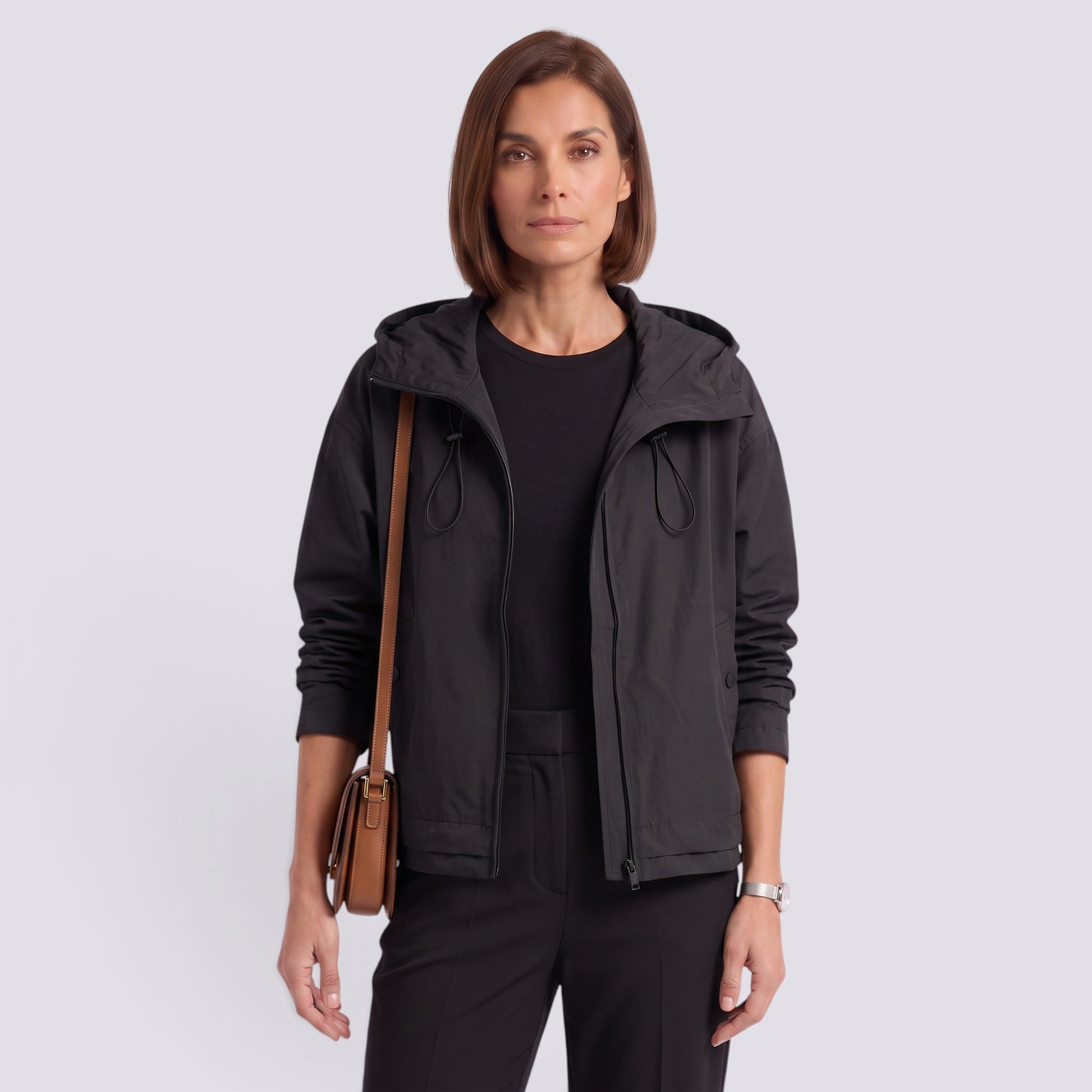 Gabardina Corta Mujer Con Capucha