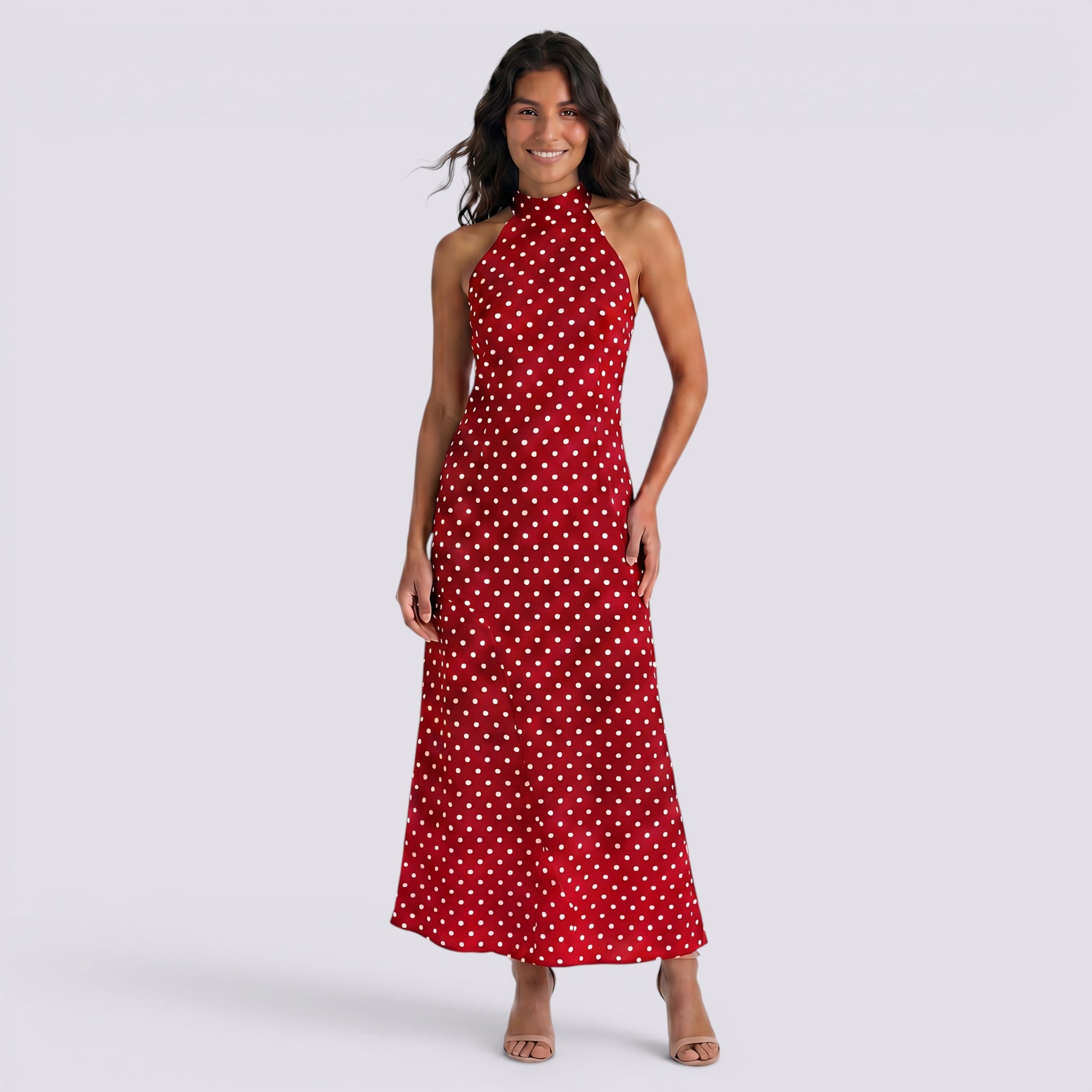 Vestido Halter Lunares Mujer Verano