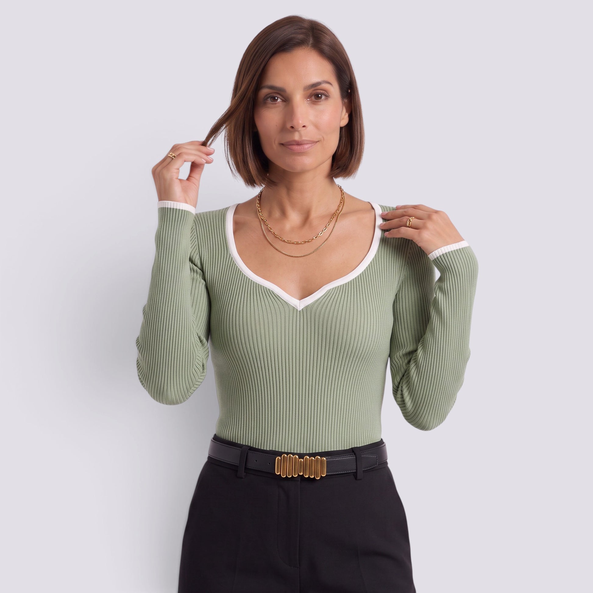 Jersey Mujer Rayas Oversize Cuello Pico
