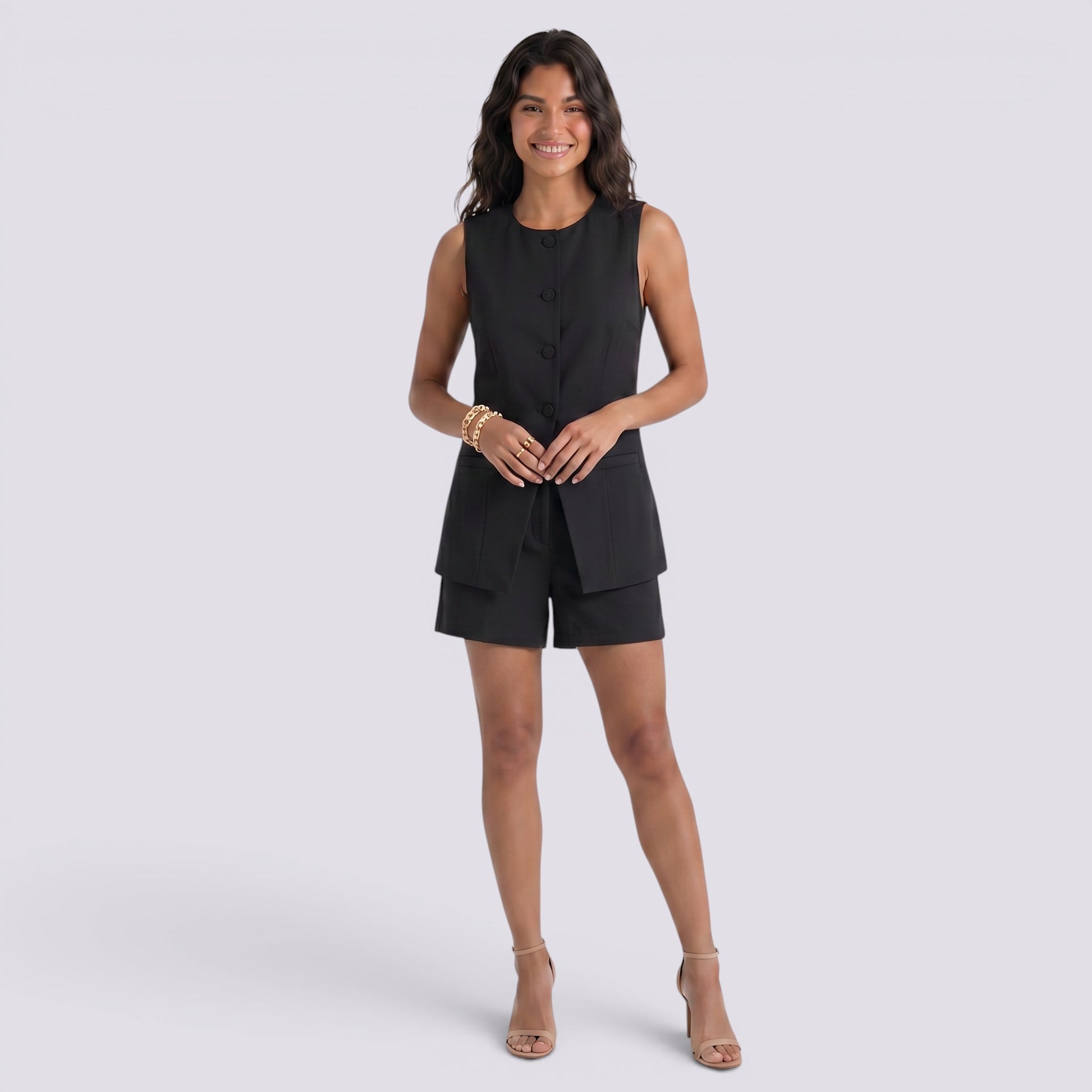 Conjunto Chaleco y Shorts Mujer Elegante