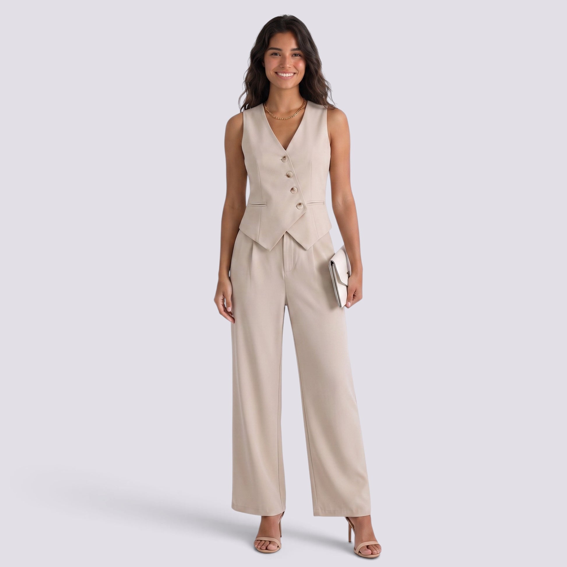 Conjunto Chaleco Pantalón Mujer Recto