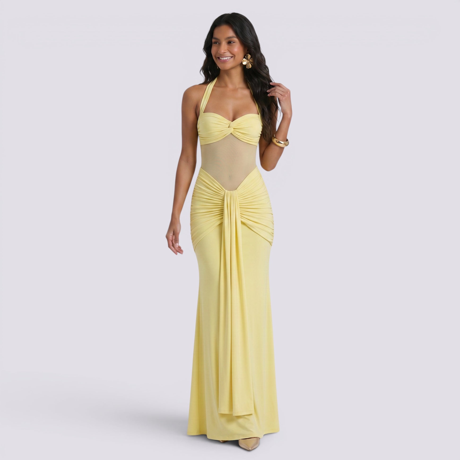 Vestido Largo Halter Mujer Fiesta Espalda Descubierta