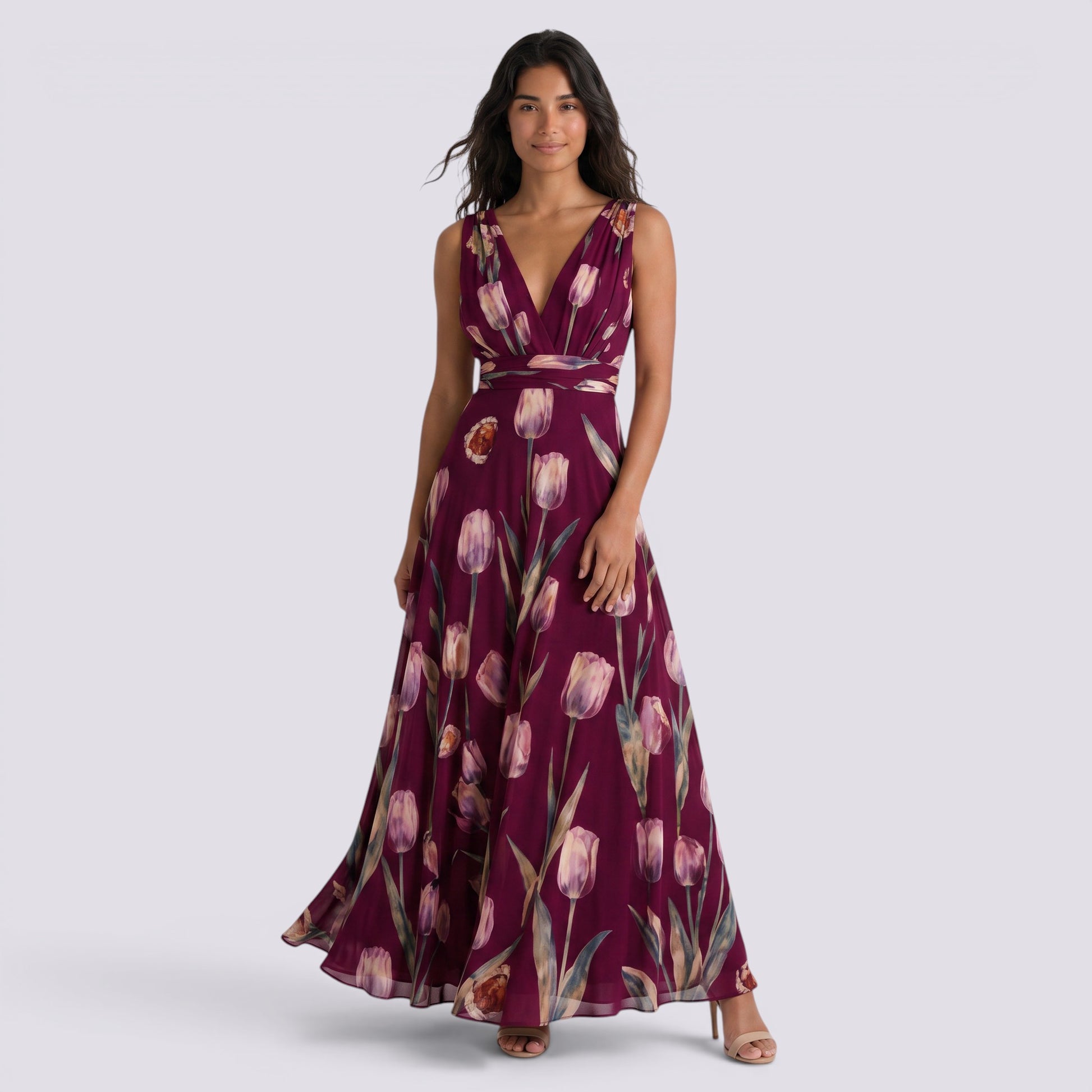 Vestido Largo Fiesta Floral Estampado