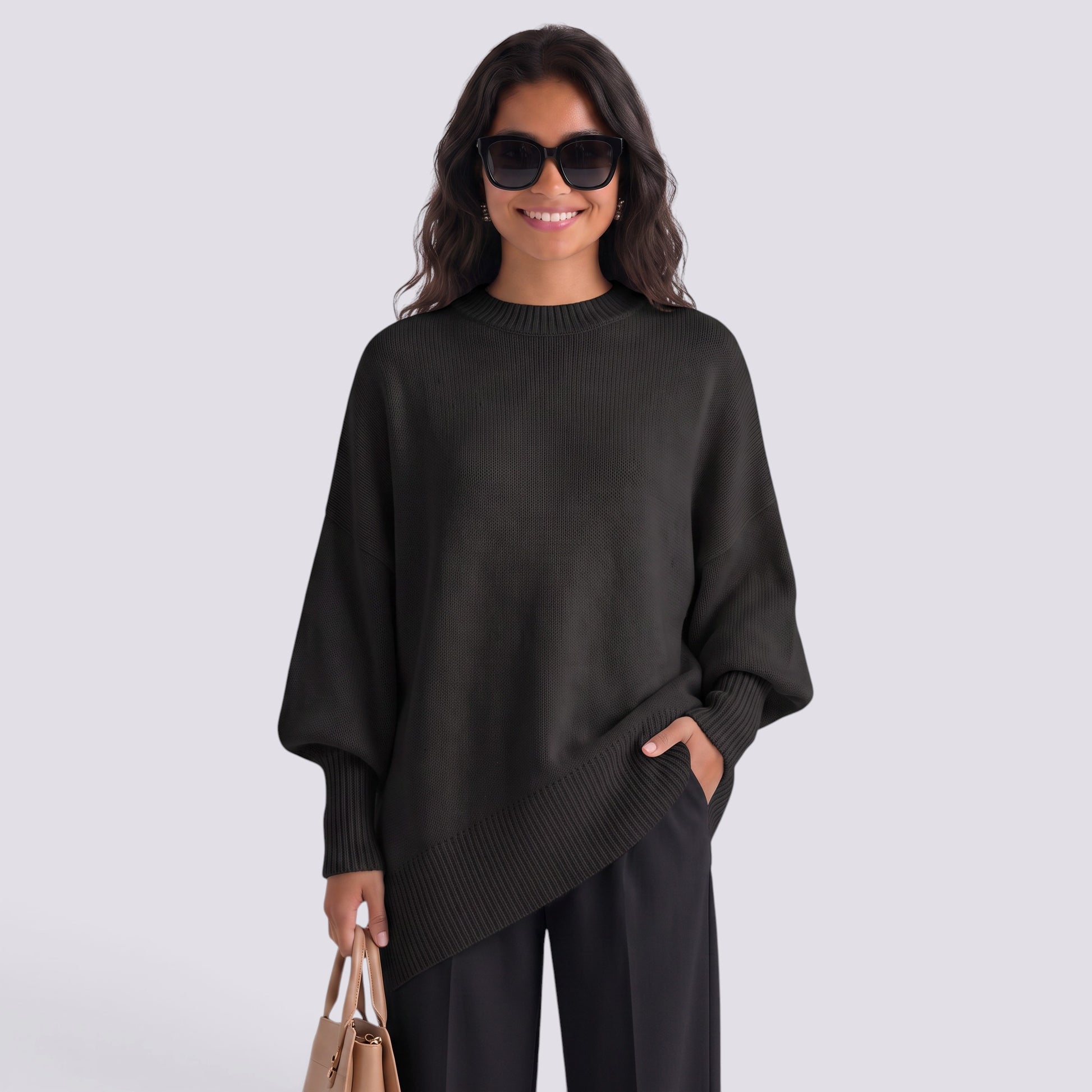 Jersey Mujer de Punto Grueso Cuello Redondo