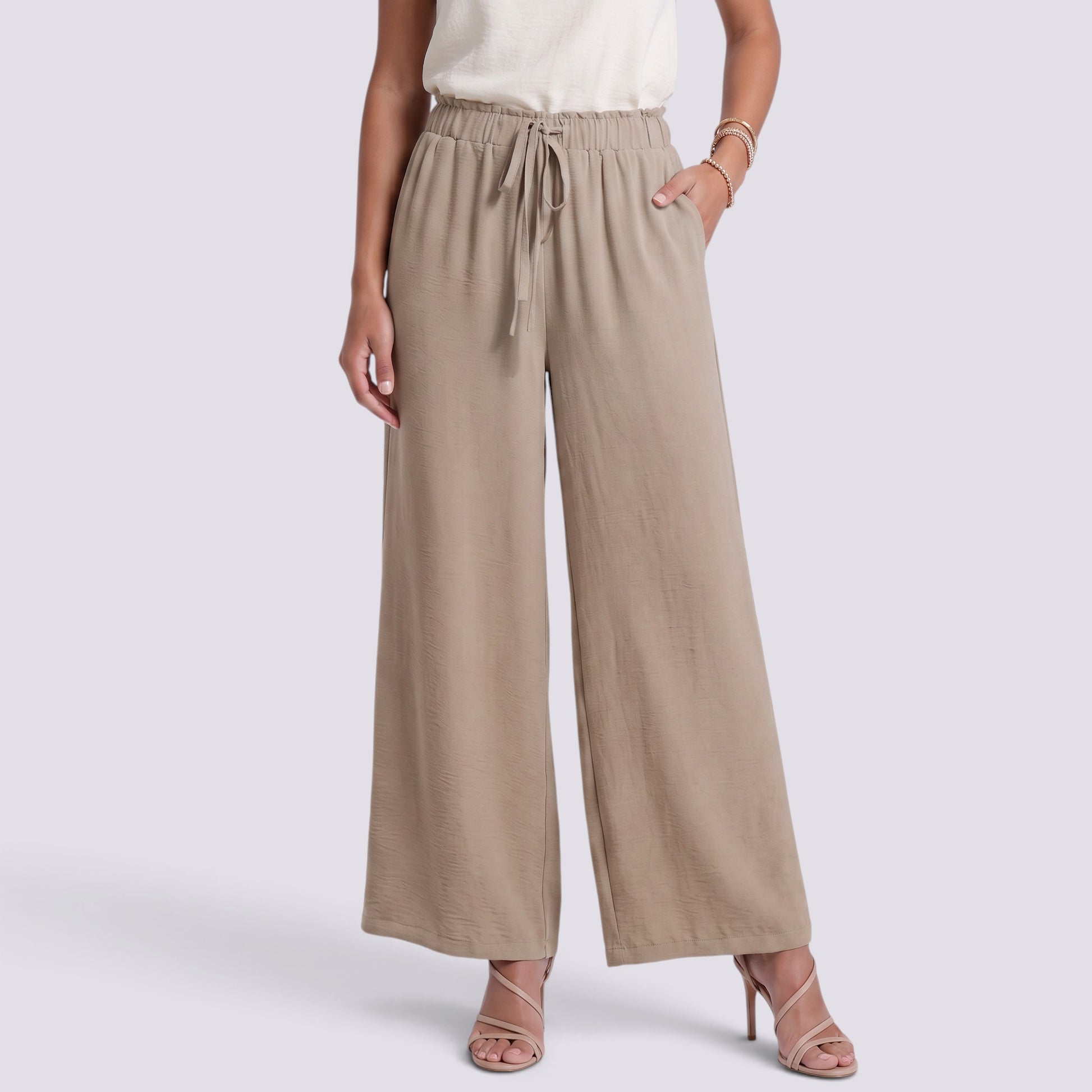 Pantalón Ancho Mujer Cintura Elástica