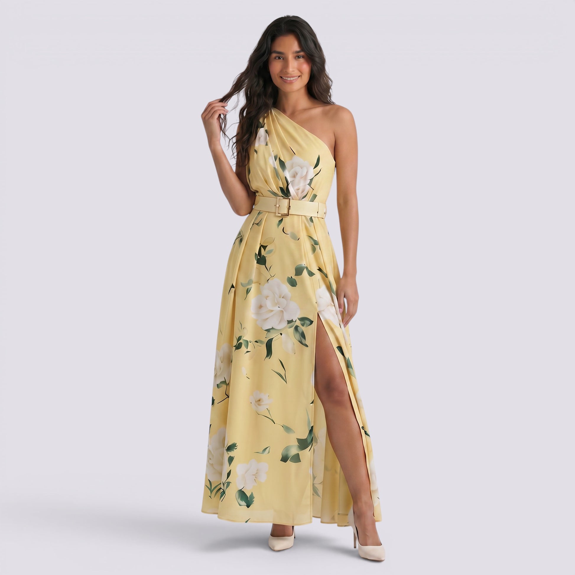 Vestido Largo Sin Mangas Mujer Estampado Elegante
