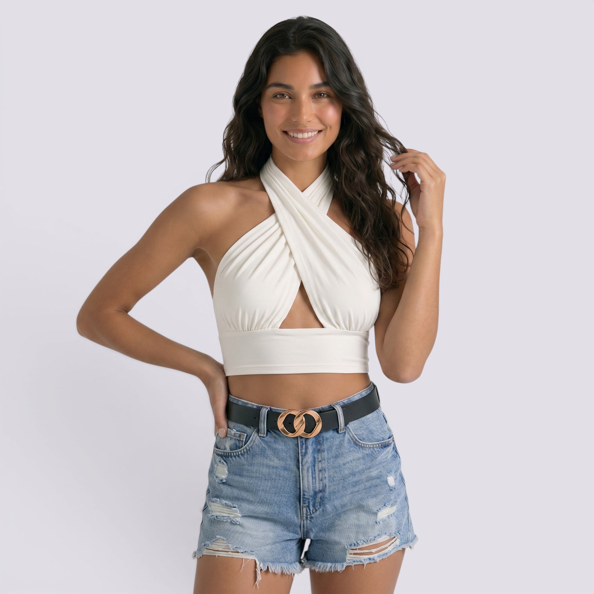 Top Cuello Halter Mujer Espalda Descubierta