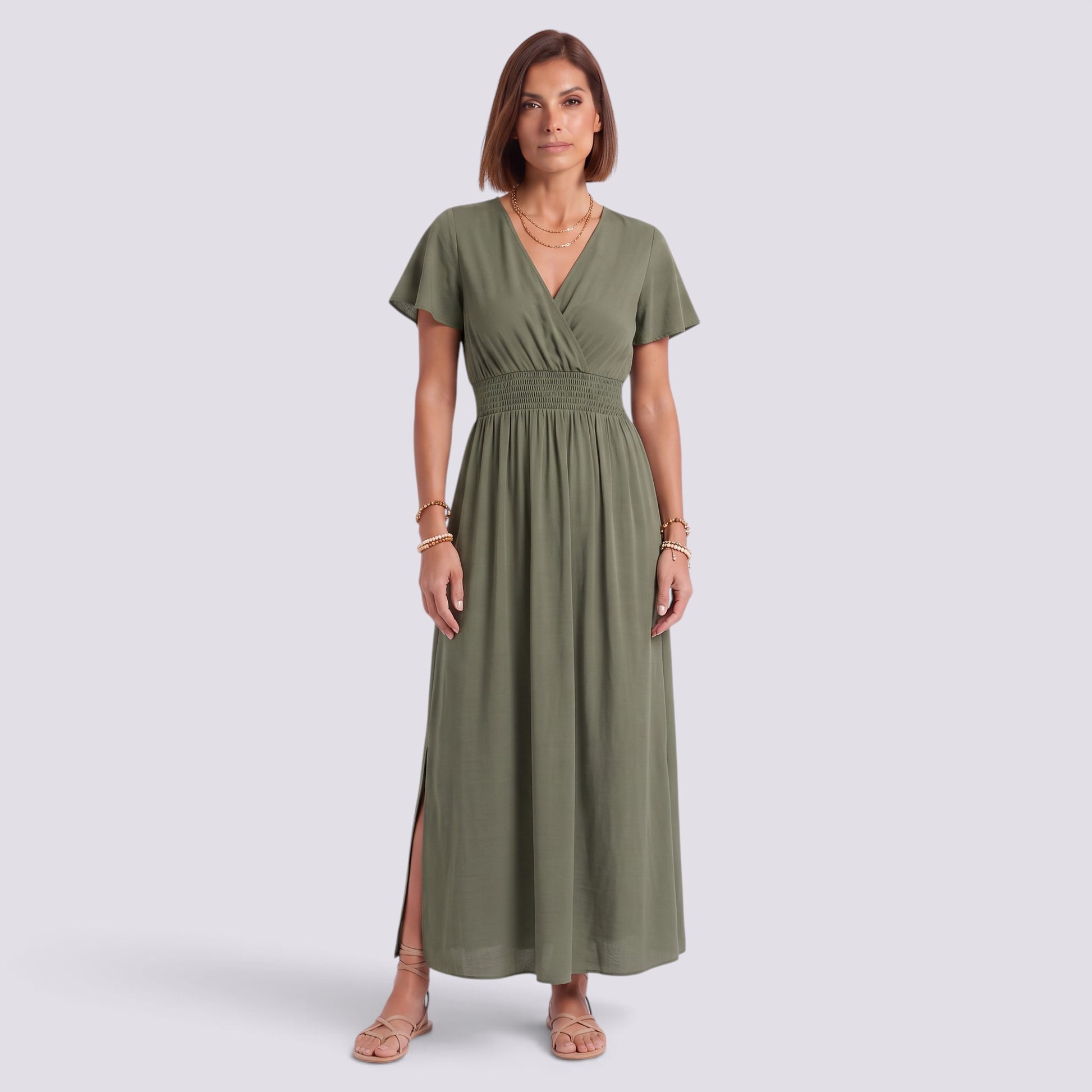 Vestido Largo Mujer Verano Elegante Manga Corta