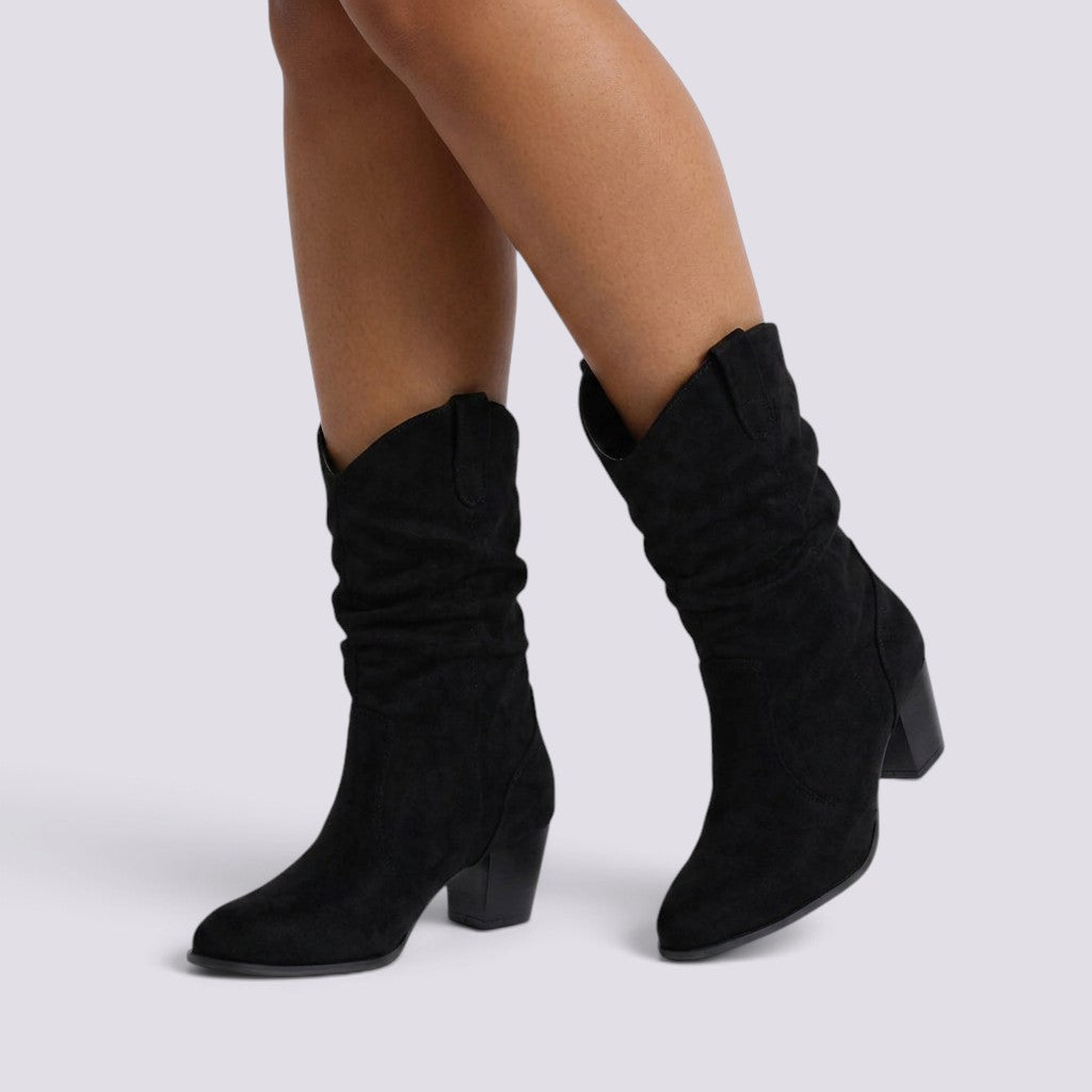 Botines Mujer Tacón Grueso Elegantes Media Caña