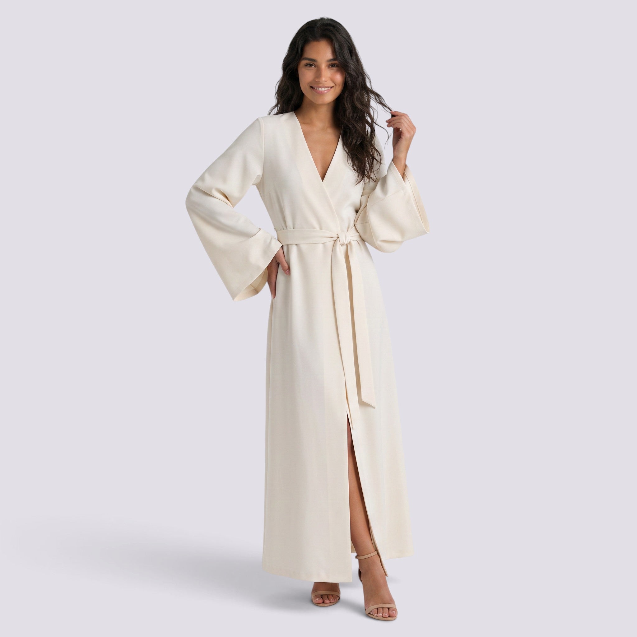 Vestido Largo Mujer Manga Larga con Cordones