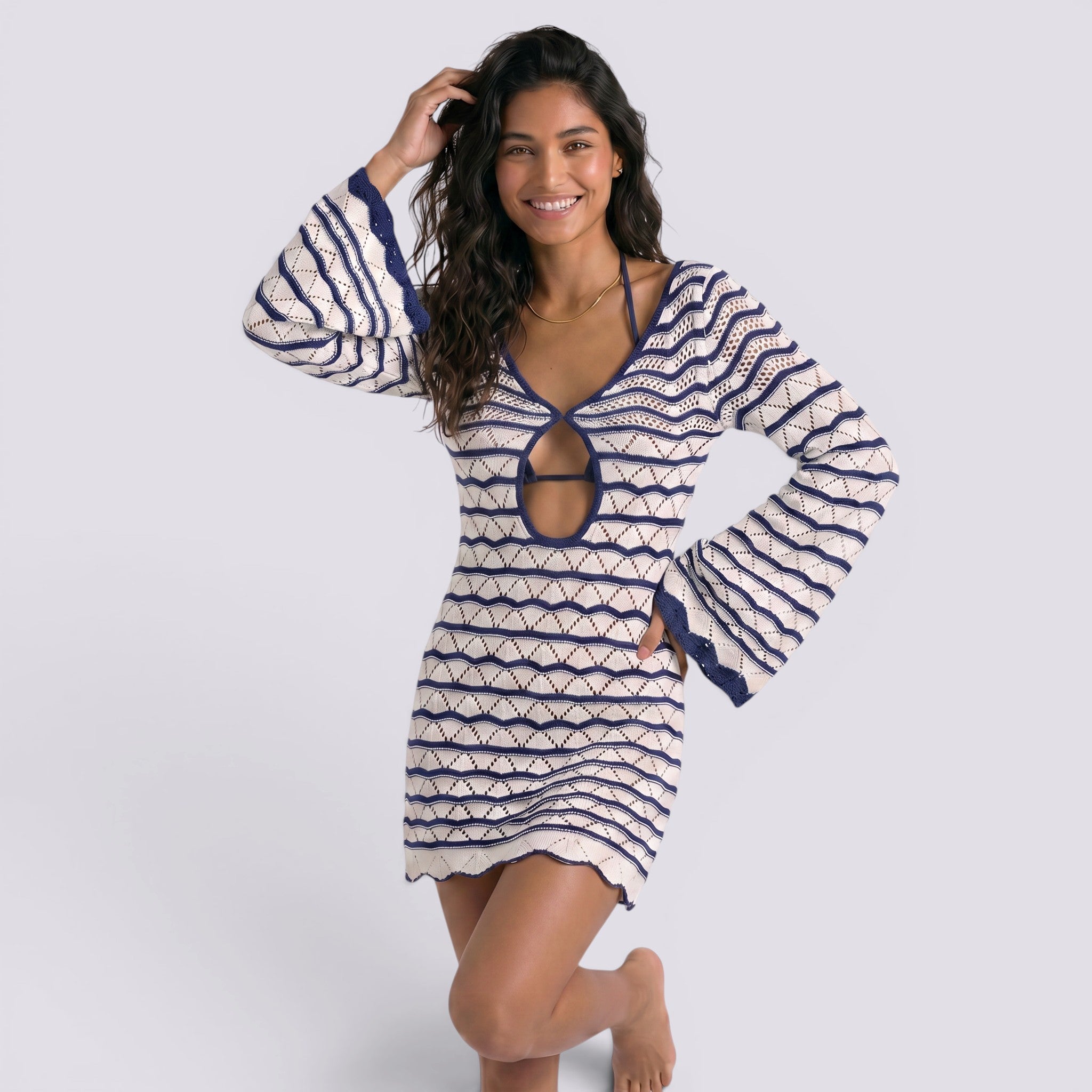 Vestido Playa Mujer Rayas Boho