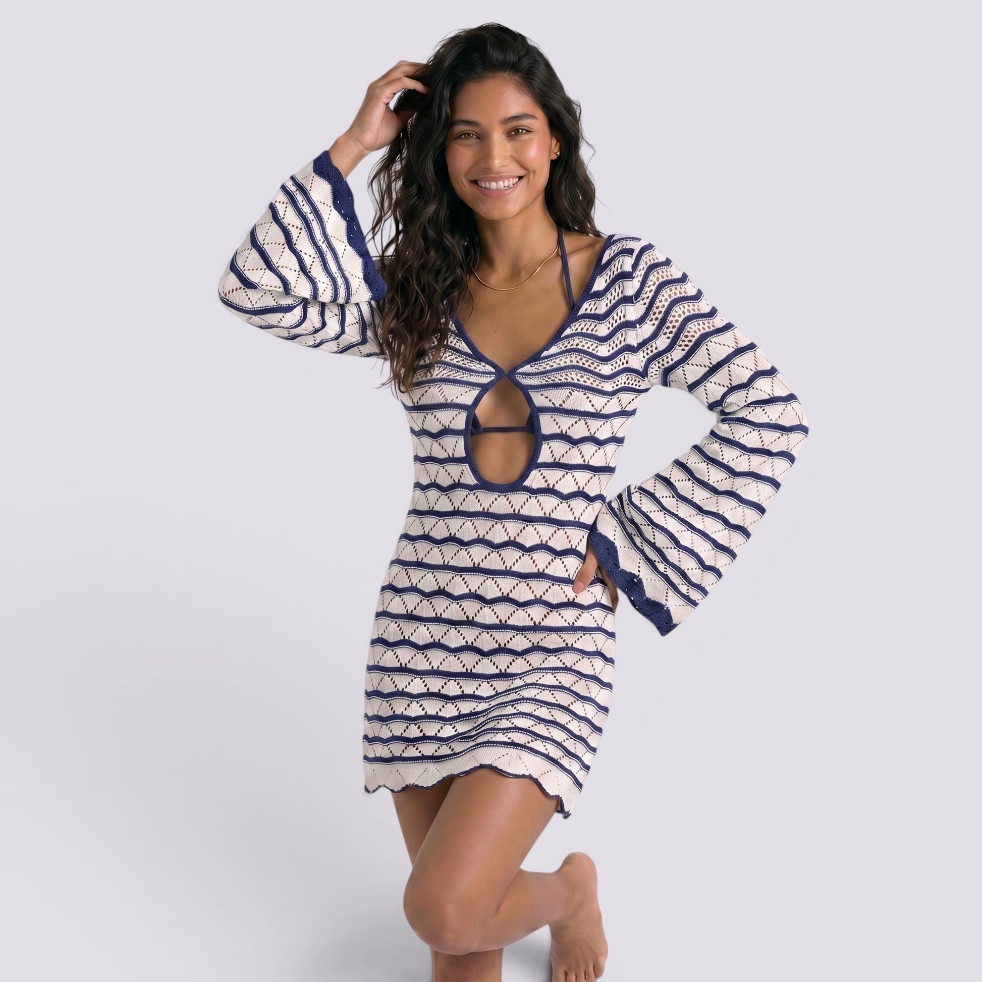 Vestido Playa Mujer Rayas Boho