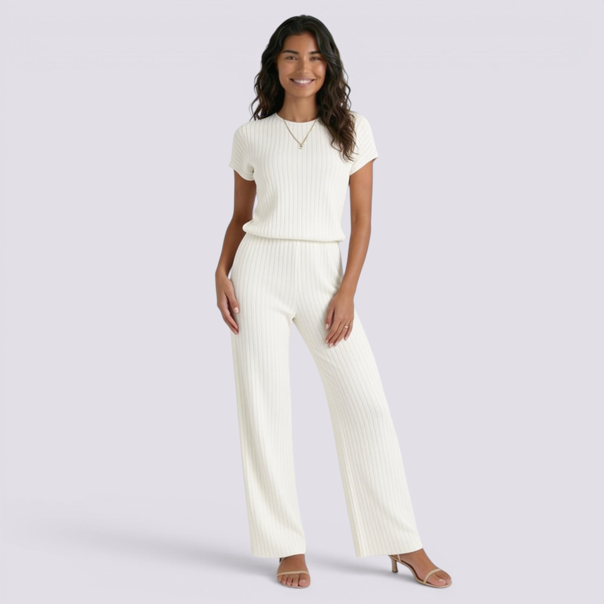 Conjunto Punto Canalé Mujer Pantalón Ancho