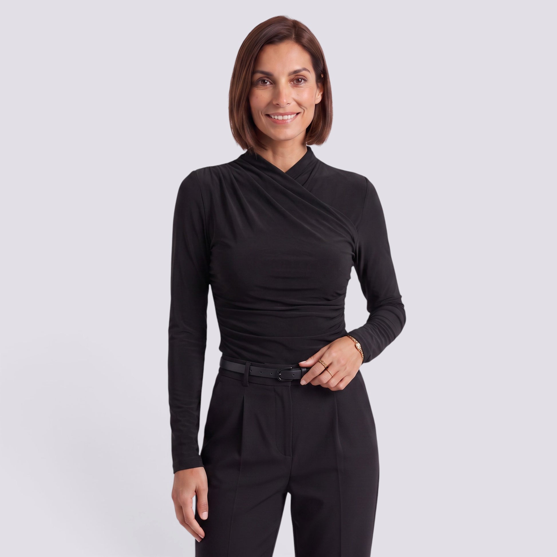 Blusa Mujer Manga Larga Escote Cruzado