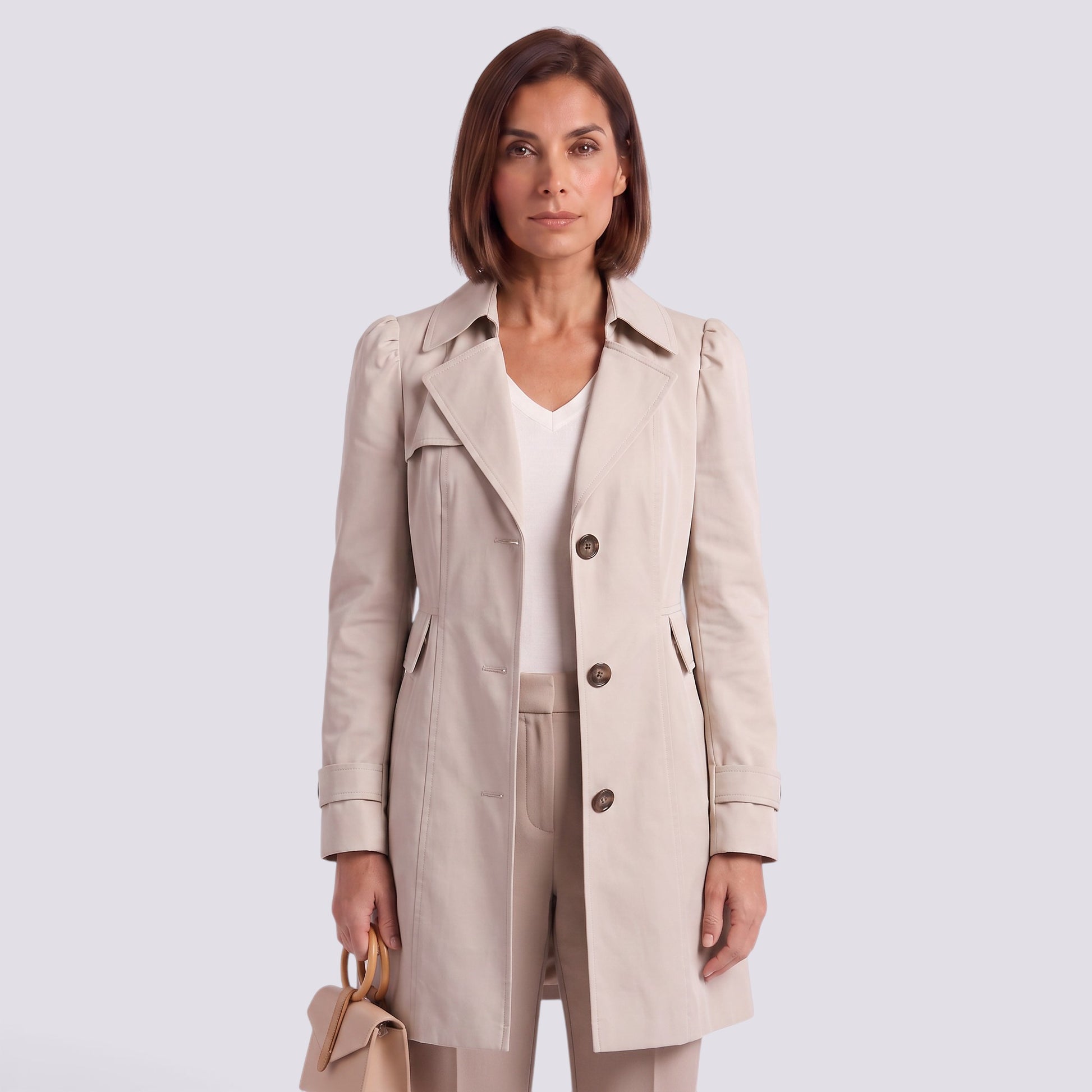 Gabardina Mujer Larga Entallada Elegante