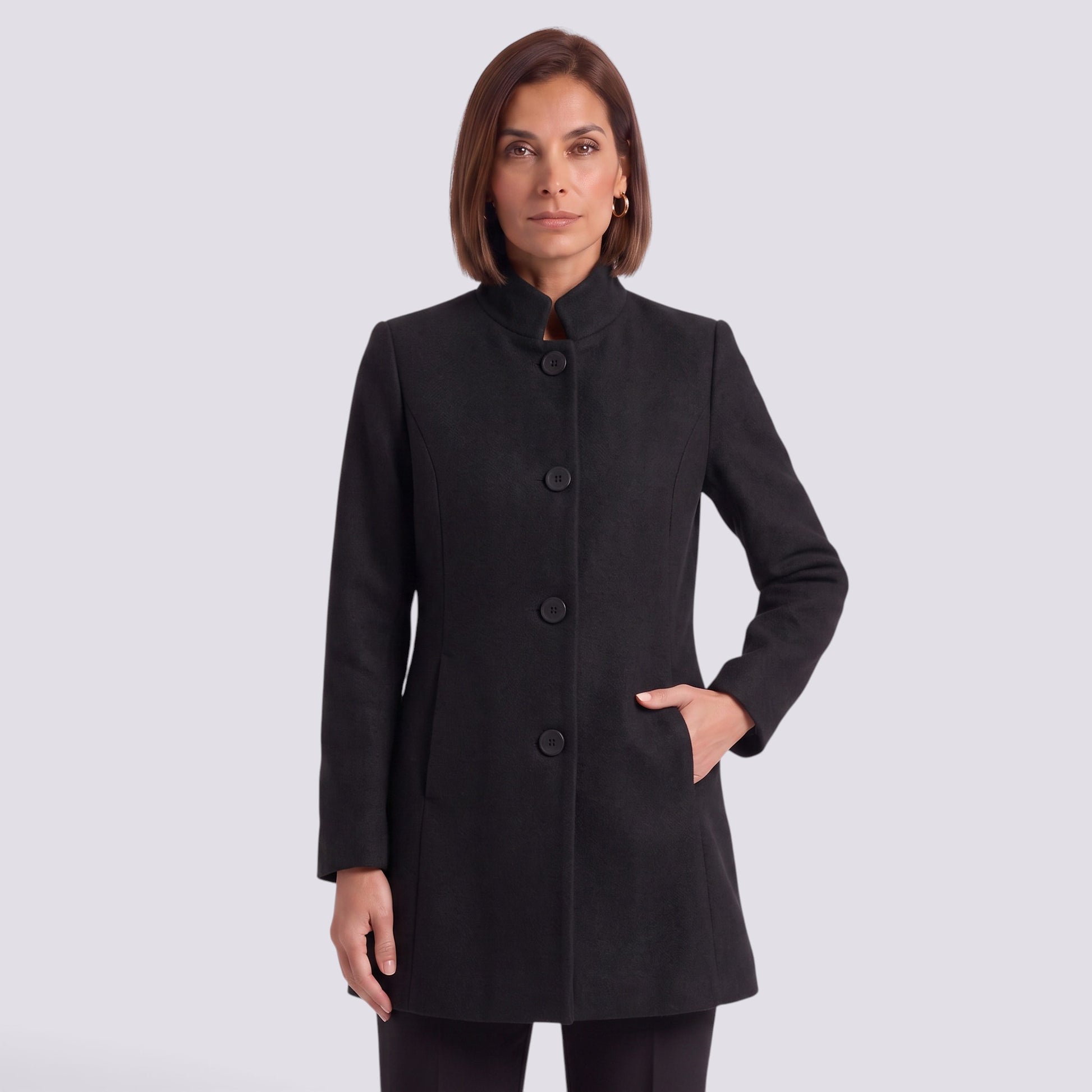 Abrigo Mujer Cruzado Entallado Elegante Bolsillos
